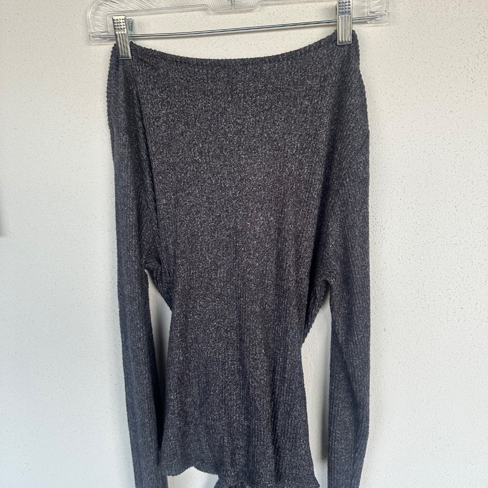 Express Ribbed Wrap Tie Front Top – Size Large - Picture 5 of 5